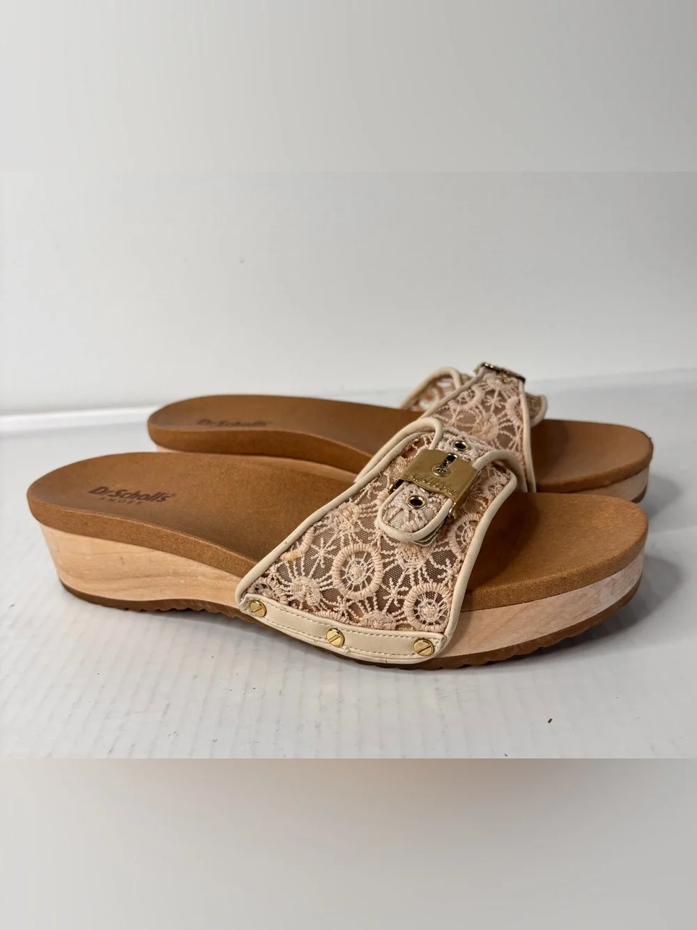 Dr. Scholl's Original Too Mesh Crochet Platform Slide Sandals Sz 8 Anthropology
